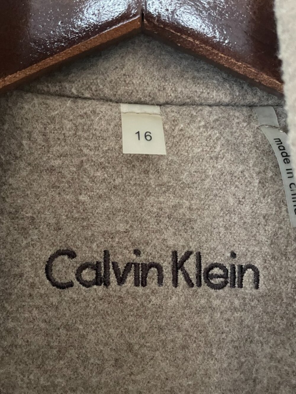 Calvin Klein Taupe/Brown Pea Coat, Size 16 Double Breasted - Picture 4 of 16